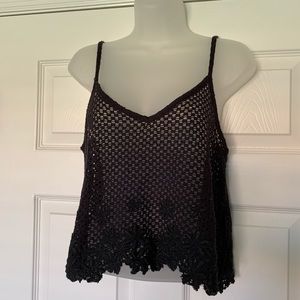 Free People black comb crochet tank Sz S. NWT